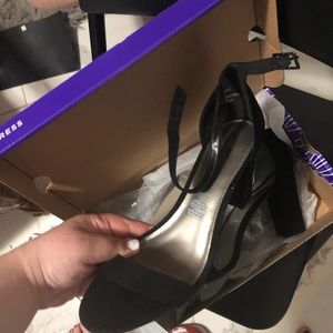 black or white strap heels